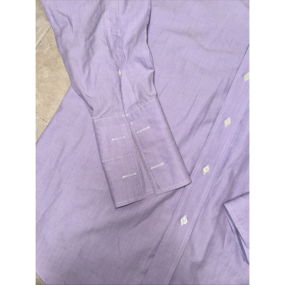 Brooks Brothers Shirt Mens 16" Collar Button Up Long Sleeve Double Cuff Purple - Picture 3 of 10